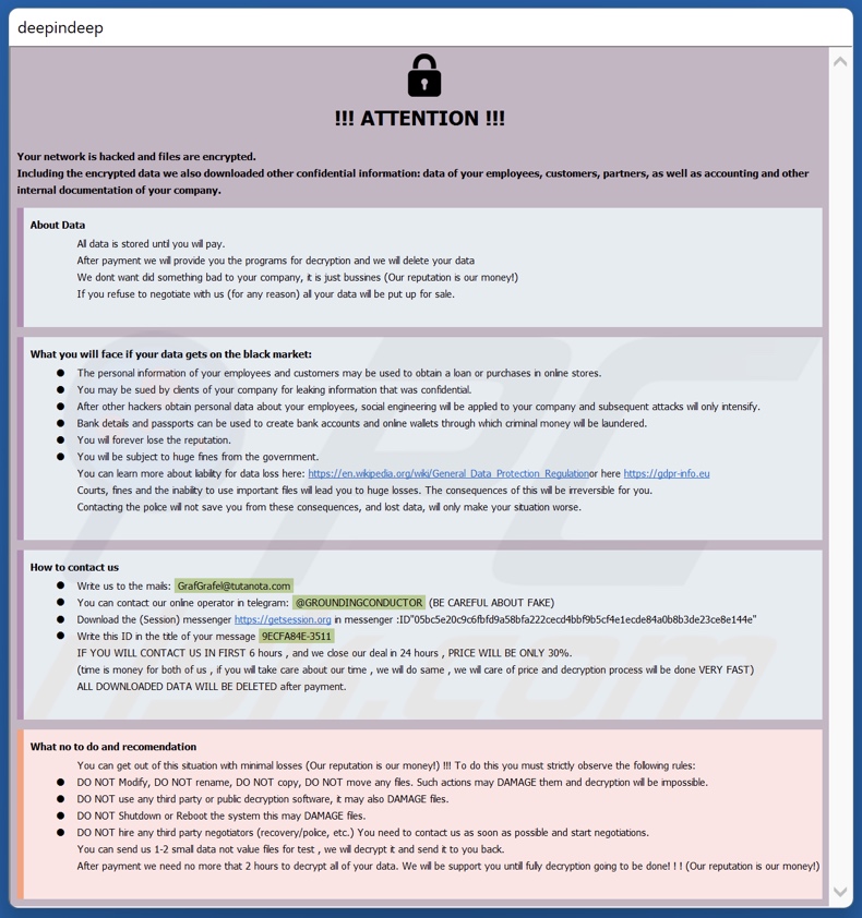 Nota de resgate do ransomware GrafGrafel (info.hta)
