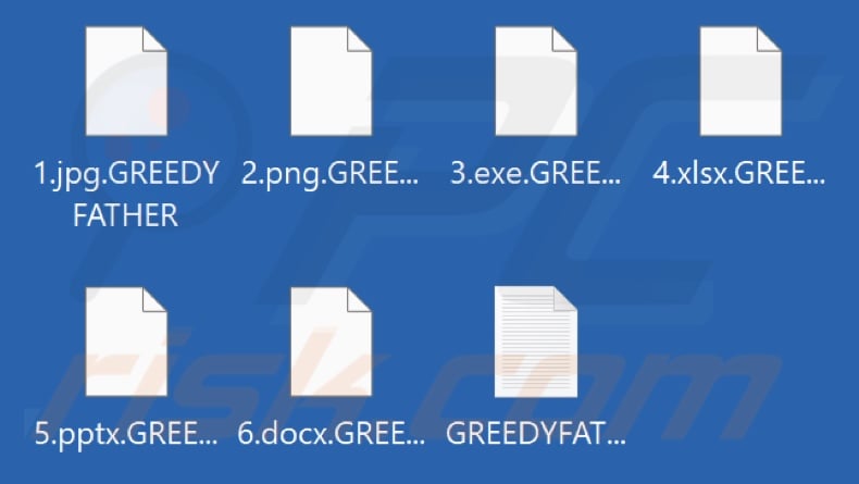 Ficheiros encriptados pelo ransomware GREEDYFATHER (extensão .GREEDYFATHER)