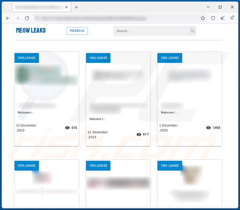 site de fuga de dados do ransomware MEOW