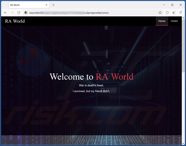 Site oficial do ransomware RA World