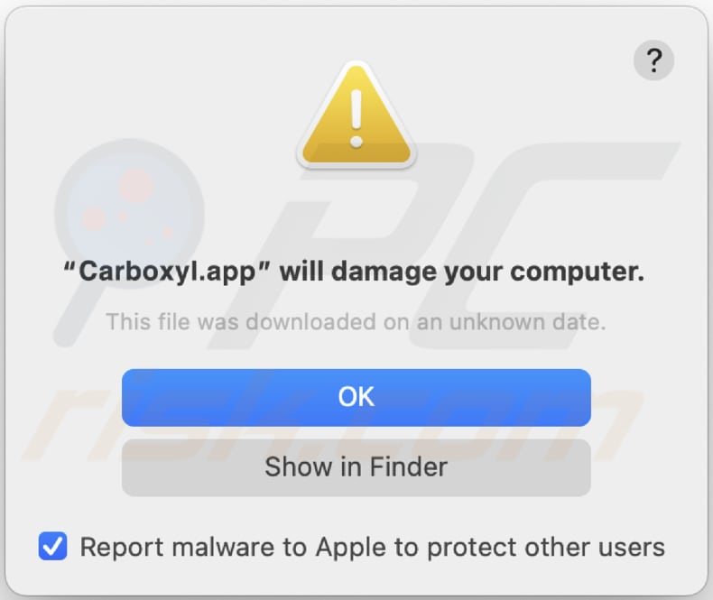 Aviso do adware Carboxyl.app