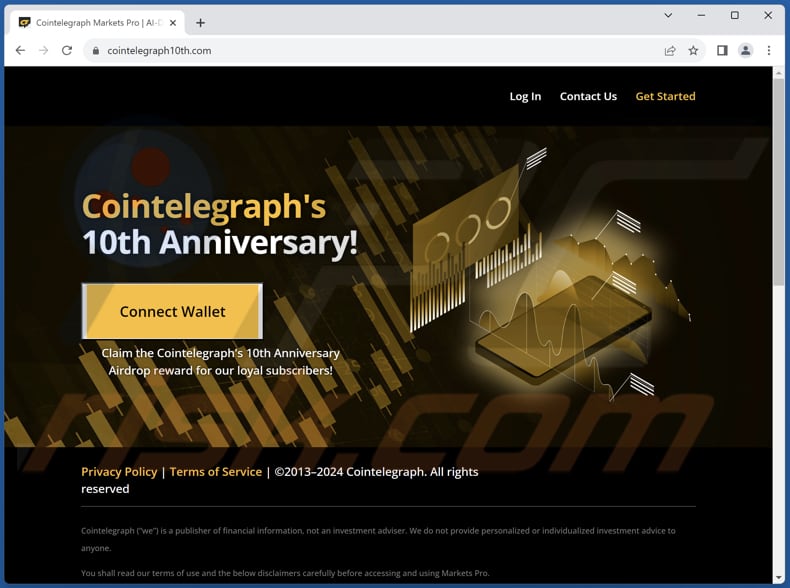 Fraude Cointelegraph's 10th Anniversary Airdrop