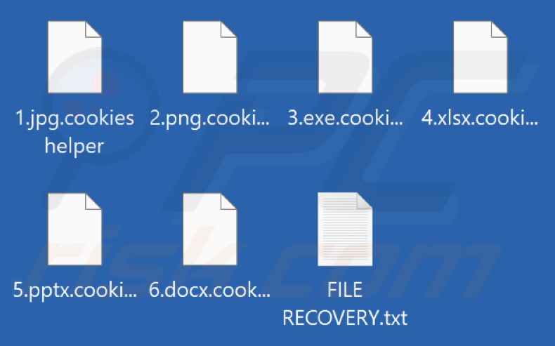 Ficheiros encriptados pelo ransomware CookiesHelper (extensão .cookieshelper)