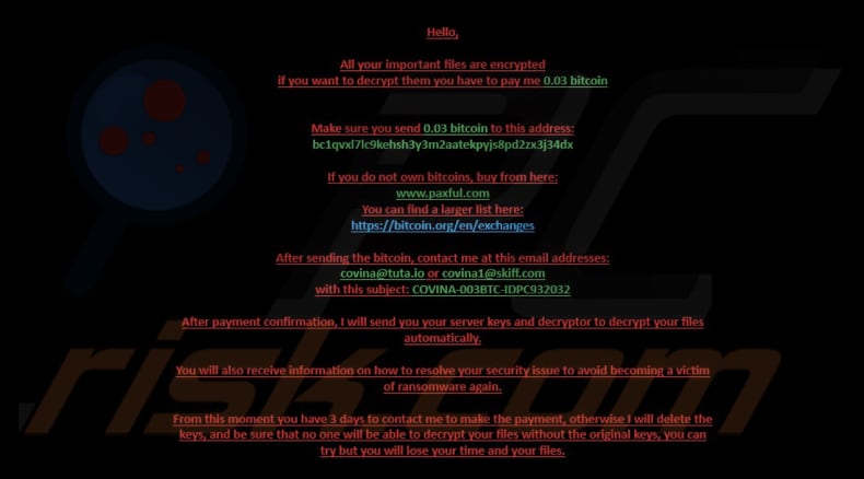 Fundo de ecrã do ransomware CoV