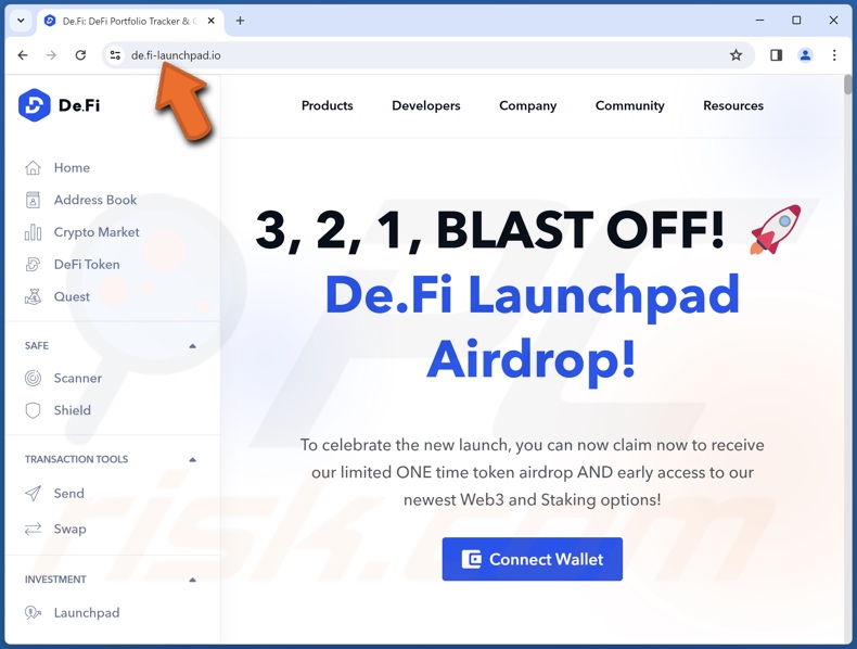 fraude De.Fi Launchpad Airdrop