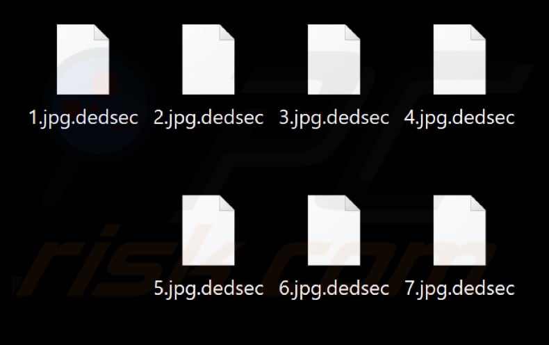 Ficheiros encriptados pelo ransomware Dedsec (extensão .dedsec)