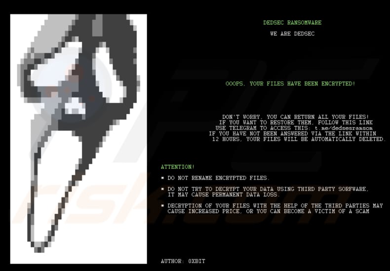 fundo do ambiente de trabalho do ransomware Dedsec