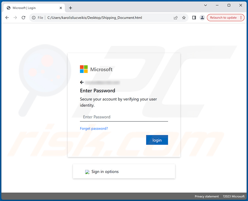 Documento HTML de phishing distribuído através da DHL - Incoming Shipment Notification email fraude (2024-02-01)