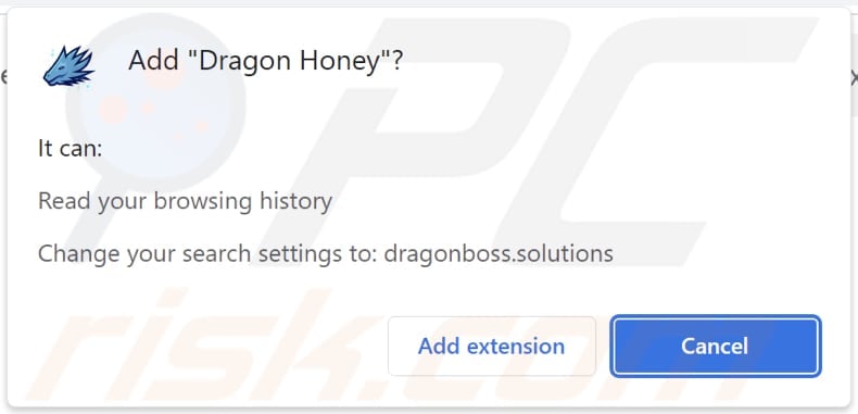 Sequestrador de navegador Dragon Honey a pedir permissões