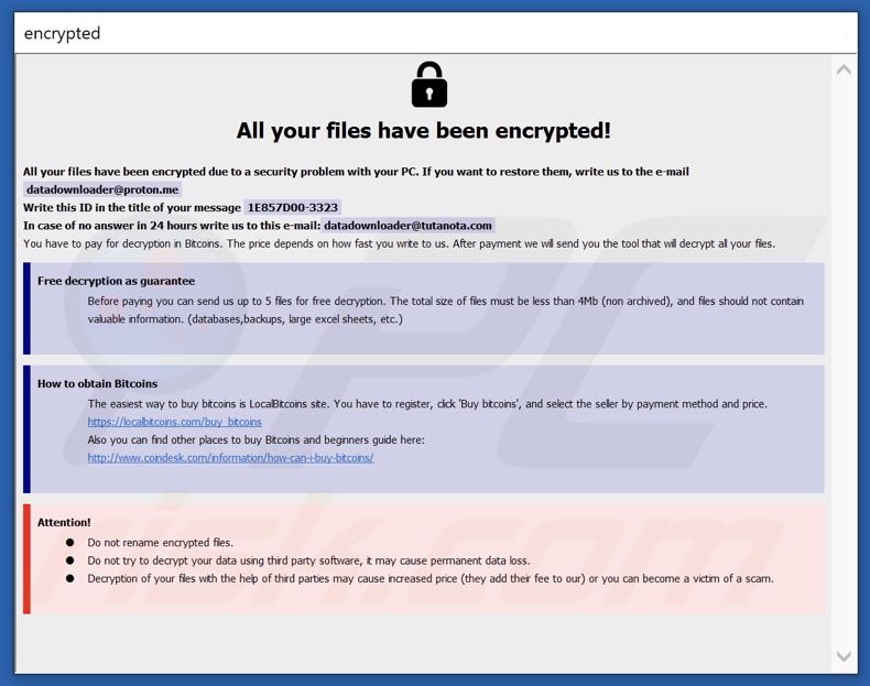 Pop-up do ransomware Ebaka (info.hta)