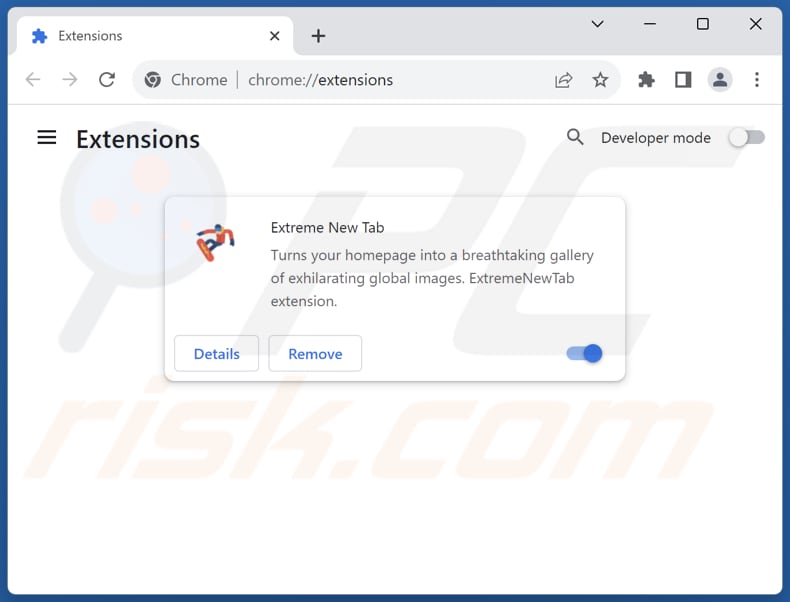 Remoção das extensões do Google Chrome relacionadas com extremenewtab.com