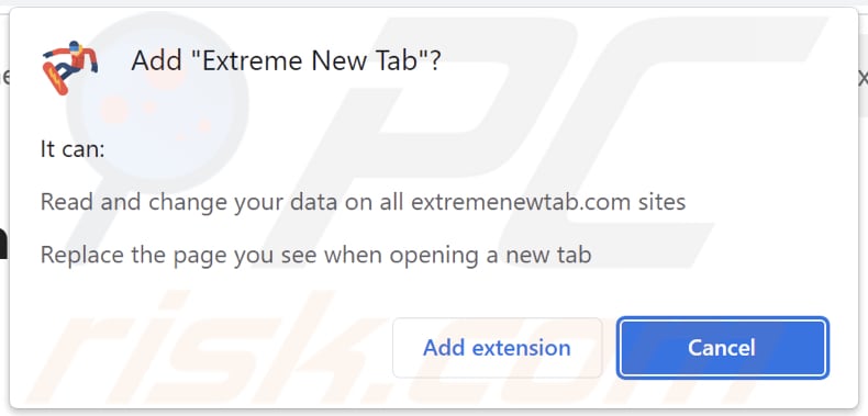 Sequestrador de navegador Extreme New Tab a pedir permissões