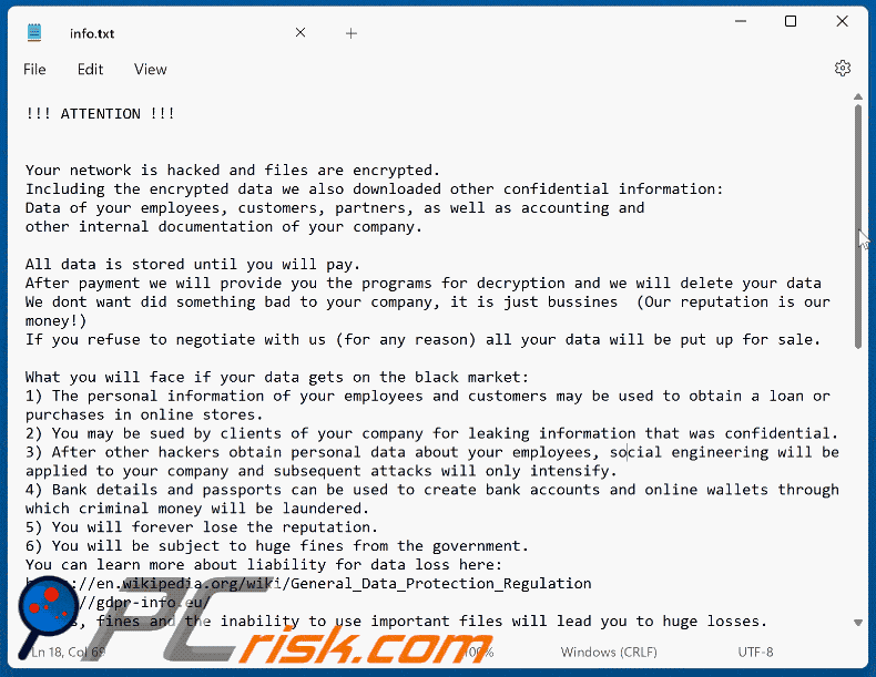 Nota de resgate do ransomware Gotmydatafast (info.txt)