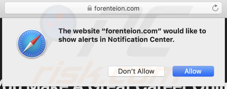  site a pedir permissão para enviar notificações de MacOS Is Infected - Virus Found Notification Scam no Safari 