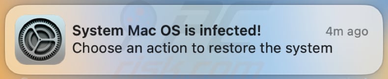 Aviso falso MacOS Is Infected - Virus Found
