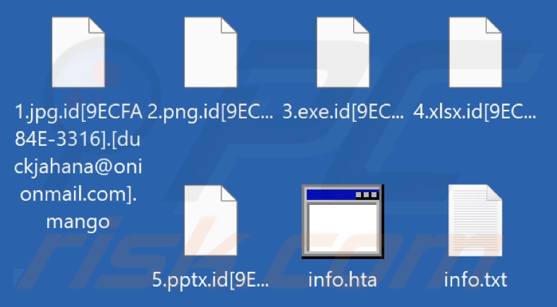 Ficheiros encriptados pelo ransomware Mango (extensão .mango)