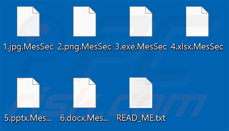 Ficheiros encriptados pelo ransomware Mesmerised (extensão .MesSec)