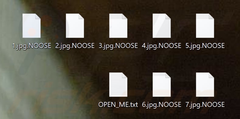 Ficheiros encriptados pelo ransomware NOOSE (extensão .NOOSE)
