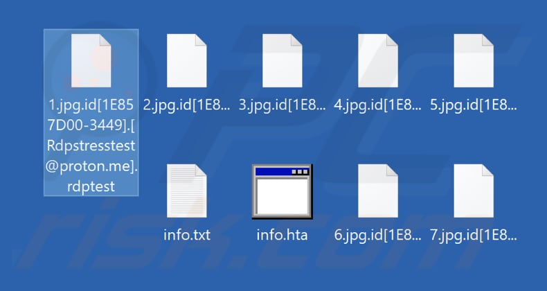 Ficheiros encriptados pelo ransomware Rdptest (extensão .rdptest)