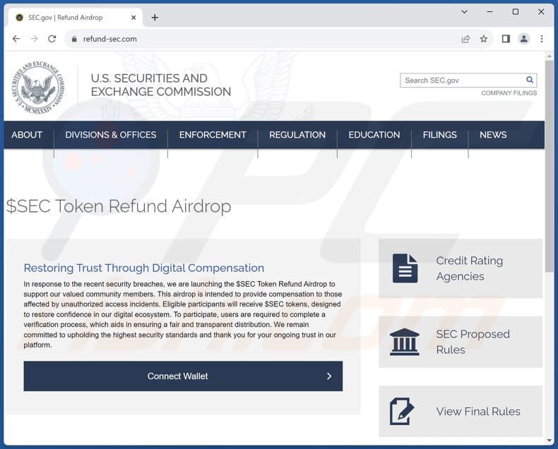 fraude SEC Token Refund Airdrop