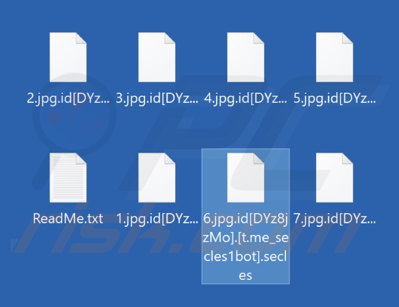 Ficheiros encriptados pelo ransomware Secles (extensão .secles)
