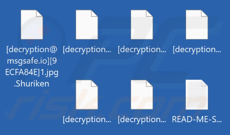 Ficheiros encriptados pelo ransomware Shuriken (extensão .Shuriken)