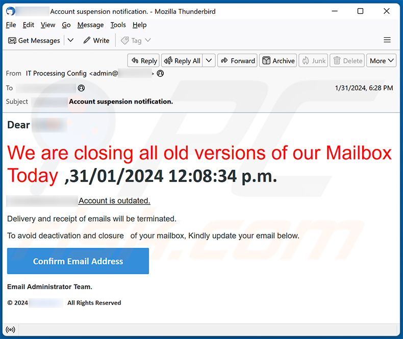 We Are Closing All Old Versions Of Email fraude (2024-02-01)