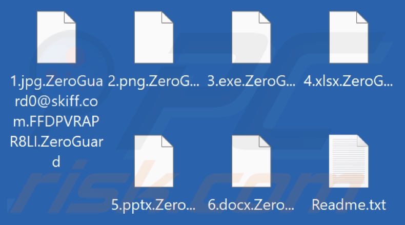 Ficheiros encriptados pelo ransomware ZeroGuard (extensão .ZeroGuard)