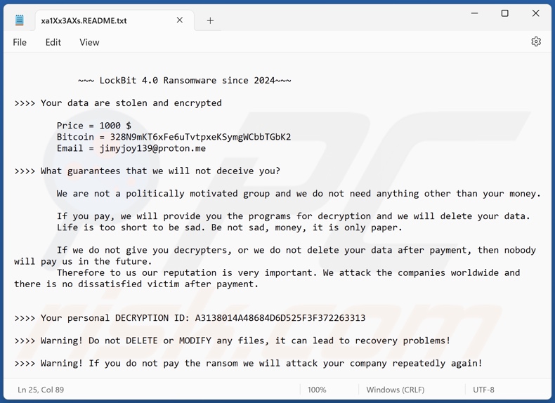 Nota de resgate do ransomware LockBit 4.0 (xa1Xx3AXs.README.txt)