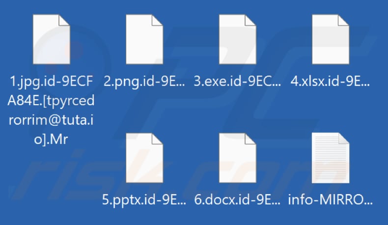 Ficheiros encriptados pelo ransomware MIRROR (extensão .Mr)