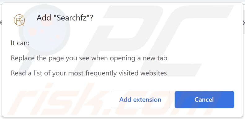 Sequestrador de navegador Searchfz a pedir permissões