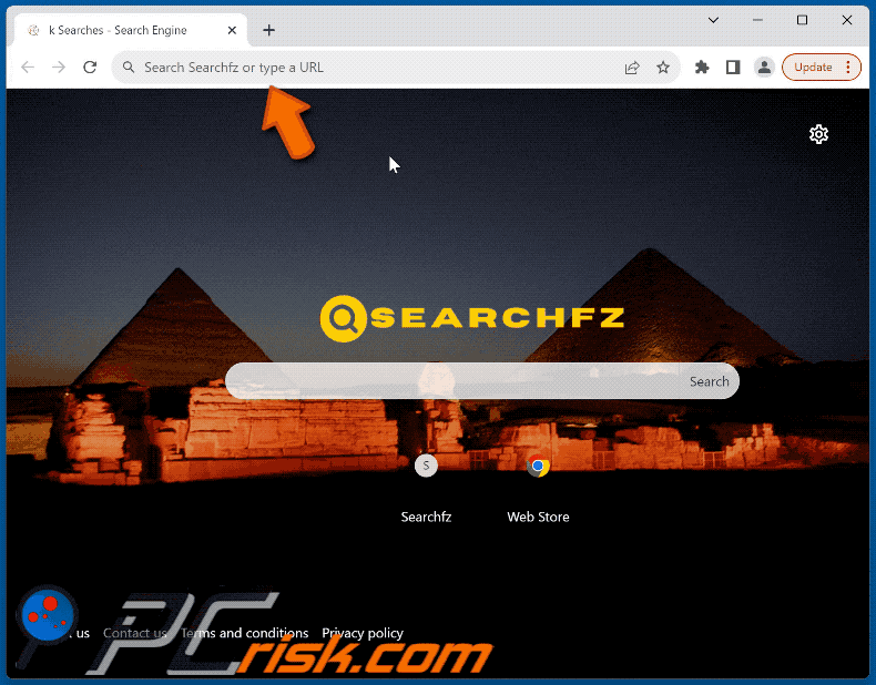 Sequestrador de navegador Searchfz searchfz.com redirecciona para bing.com