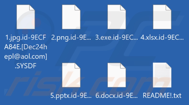 Ficheiros encriptados pelo ransomware SYSDF (extensão .SYSDF)