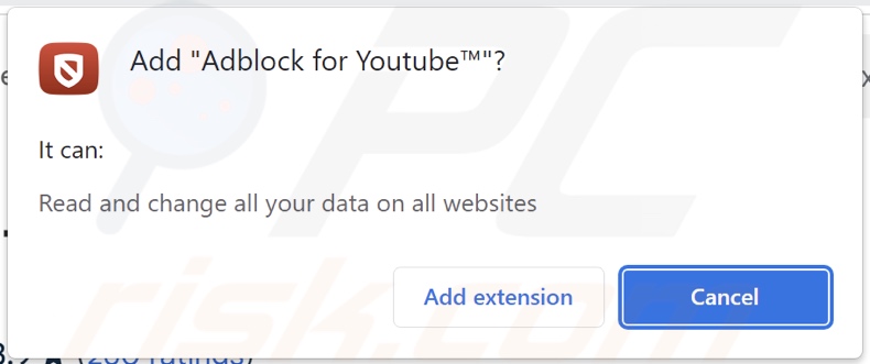 Adblock para Youtube a pedir várias permissões