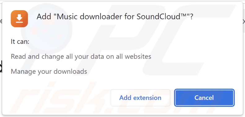 Descarregador de música para SoundCloud™ a pedir várias permissões