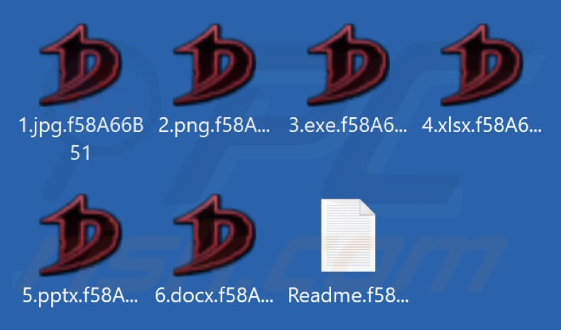 Ficheiros encriptados pelo ransomware DoNex (ID da vítima como extensão)