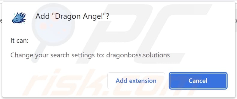 Sequestrador de navegador Dragon Angel a pedir permissões