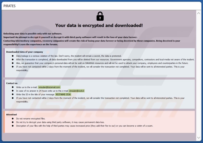 Nota de resgate da janela pop-up do ransomware Dzen (info.hta)