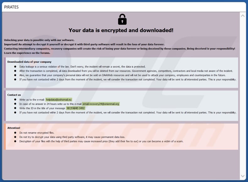 Janela pop-up do ransomware ELITTE87