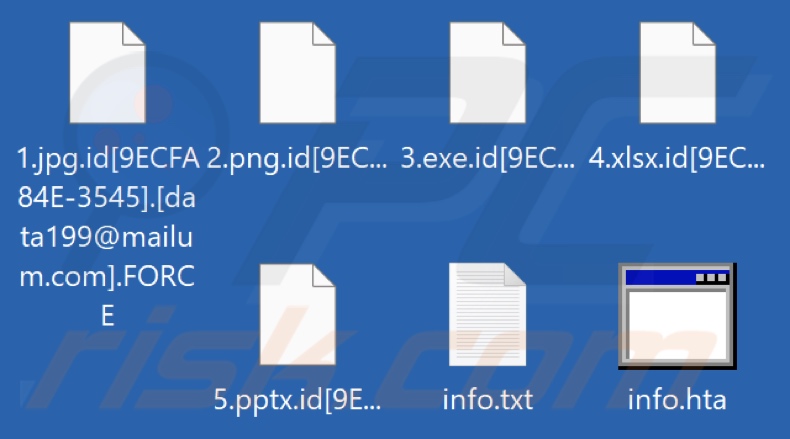Ficheiros encriptados pelo ransomware FORCE (extensão .FORCE)