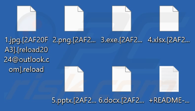Ficheiros encriptados pelo ransomware Reload (extensão .reload)