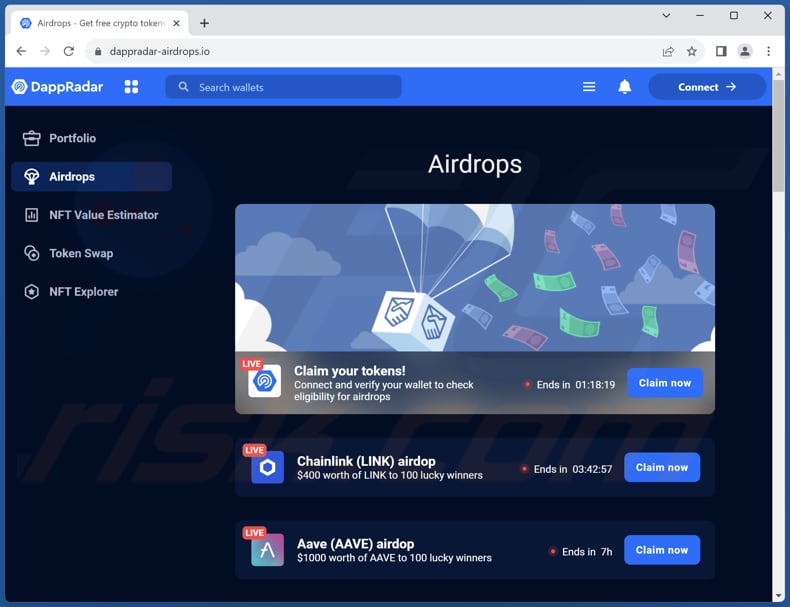 DappRadar Airdrops fraude