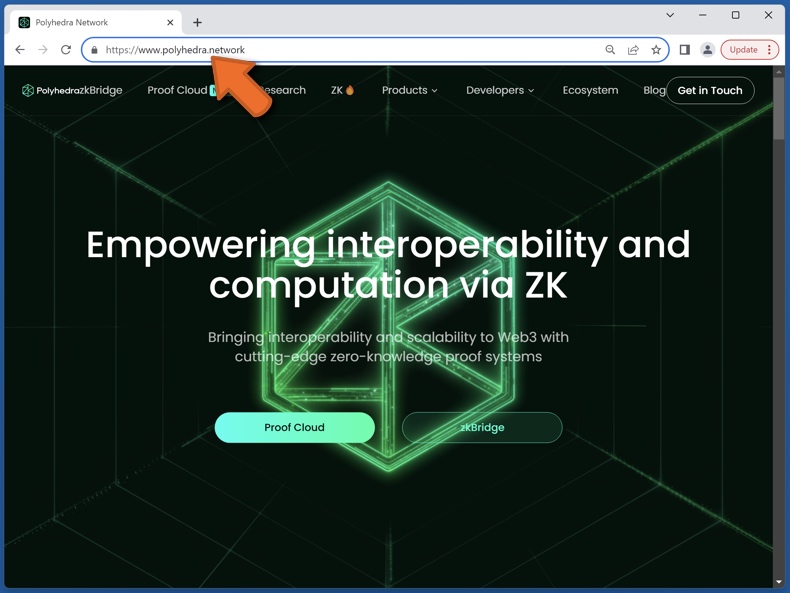 Aparecimento do verdadeiro sítio Web da rede Polyhedra (polyhedra.network)