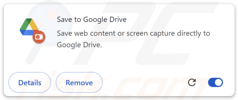 Extensão de navegador falsa Guardar no Google Drive