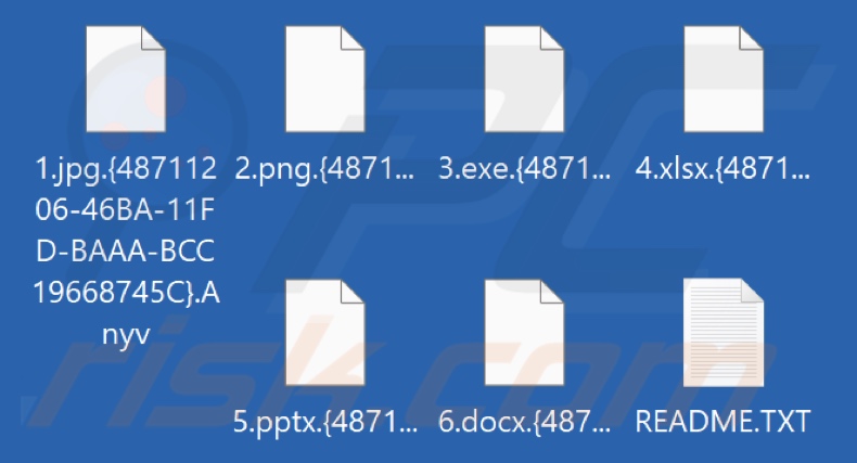 Ficheiros encriptados pelo ransomware Anyv (extensão .Anyv)