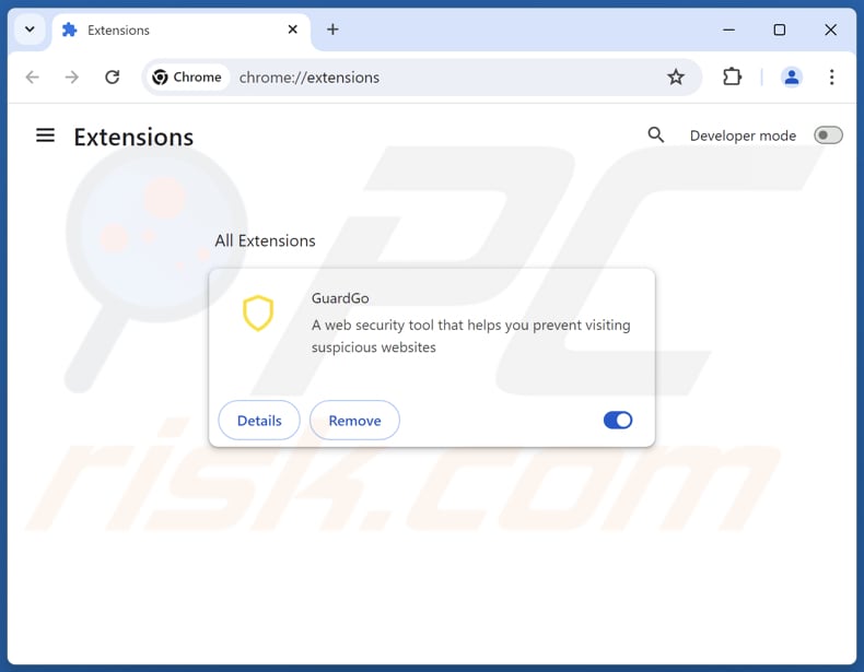 Remoção do GuardGo do Google Chrome passo a passo 2
