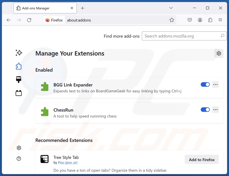 Remoção das extensões do Mozilla Firefox relacionadas com o hotsearch.io