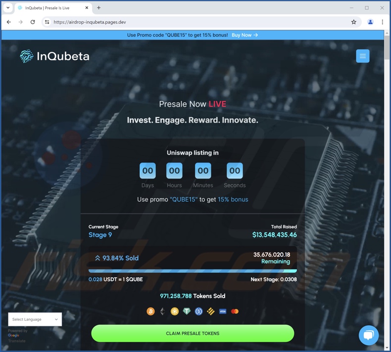 InQubeta Token Presale fraude