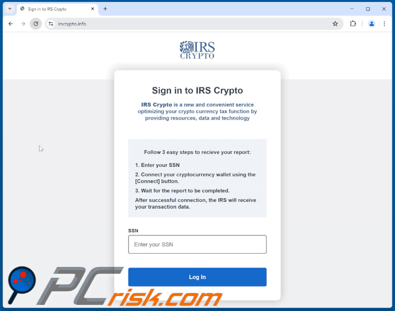 Aparência do esquema de criptografia do IRS (GIF)
