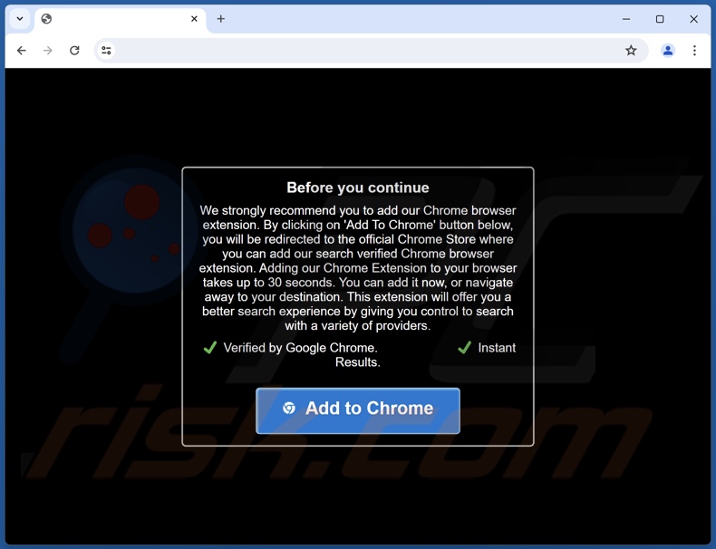 Site enganador utilizado para promover o sequestrador de navegador Quest-Finder